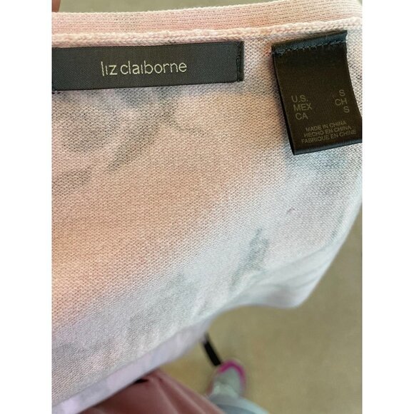 Cardigan Pink Purple Floral Single Button V-Neck Liz Claiborne Sweater - Picture 6 of 11